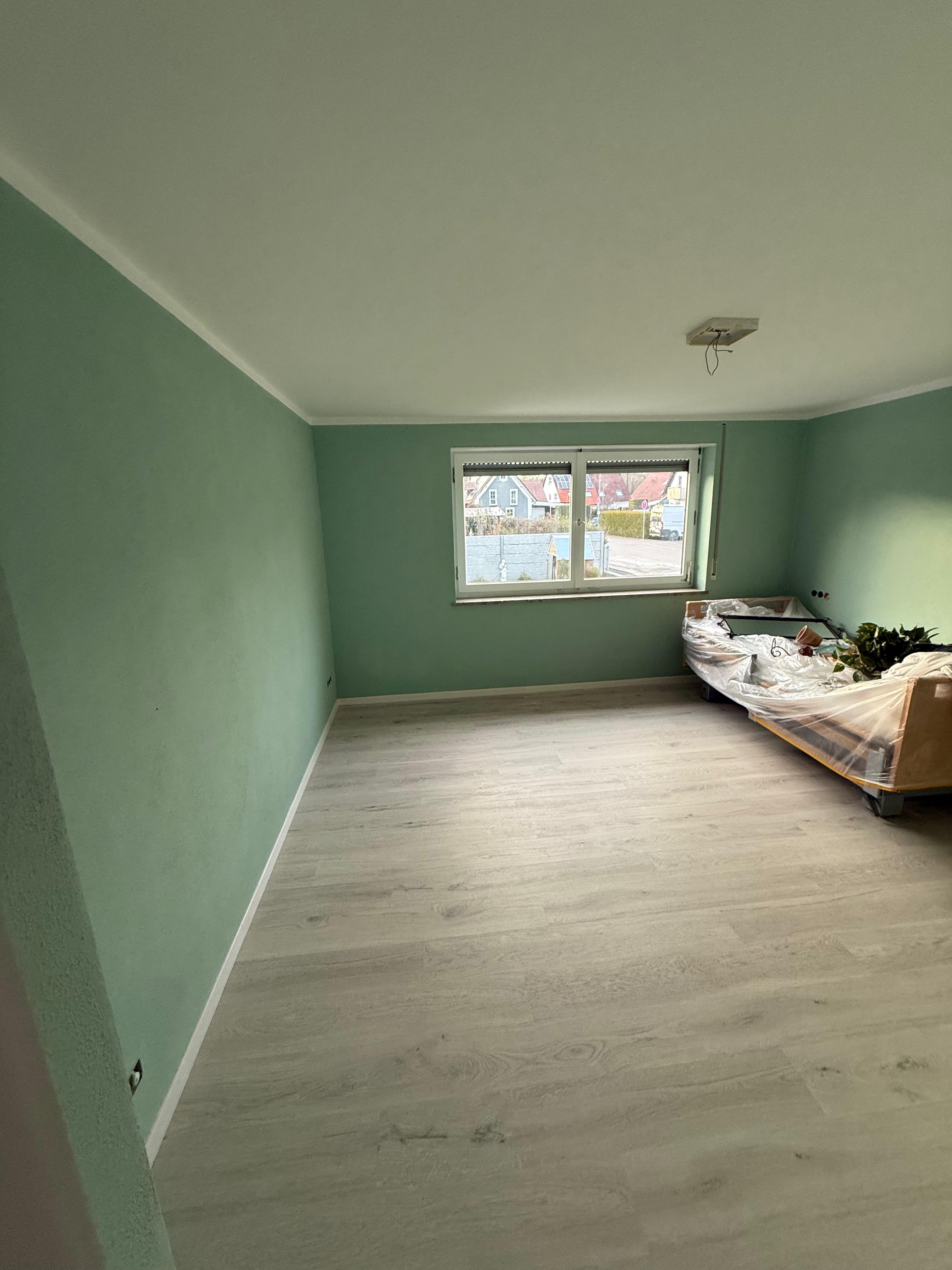 Zimmer mintgrün - Wand + Boden